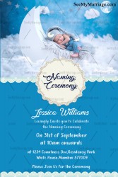 Simple Pattren Naming Invitation Card With Sky Blue Theme