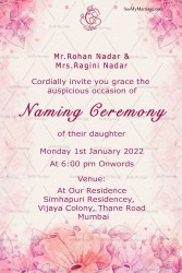 Simple Light Pink Theme Naming Ceremony Invitation Card
