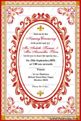 Traditional Naming Ceremony Invitation Card With Red & Cream Theme