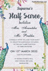 Peacock Theme Half Saree Ceremony Invitation Card