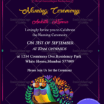Perssian Blue & Birds Theme Naming Ceremony Invitation Card