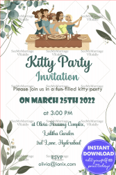 Ready for Fun Kitty Party Invitation Card Green theme