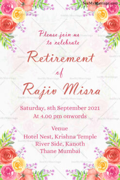 Just Relax Floral Theme Retirement Invitation Card In White Background