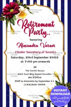 Retirement Party Invitation Card With White & Blue Theme
