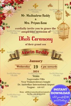 Royal Cream Theme Traditional Dhoti Invitation Card