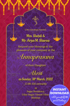 Royal Leaf Theme Annaprasan Invitation Card