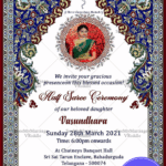 Royal Traditional Half Saree Function Invitation Card with Photo frame