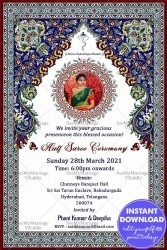 Royal Traditional Half Saree Function Invitation Card with Photo frame