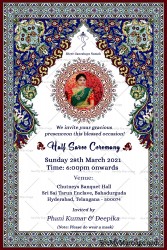 Royal Traditional Half Saree Function Invitation Card