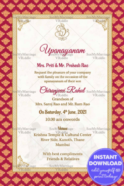 Shri Ganesha Traditional Upanayanam Card