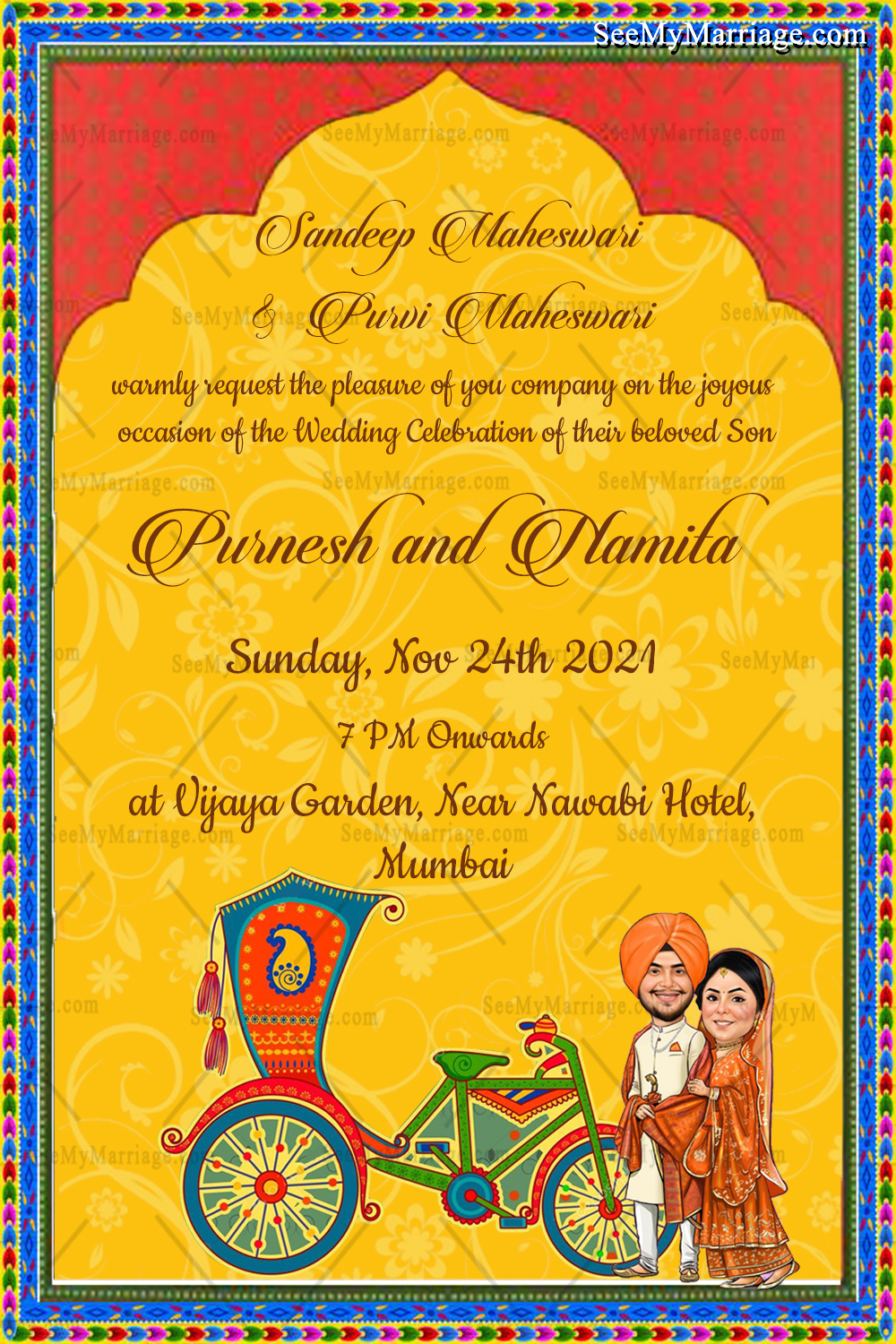 Sikh Caricature Wedding E Card