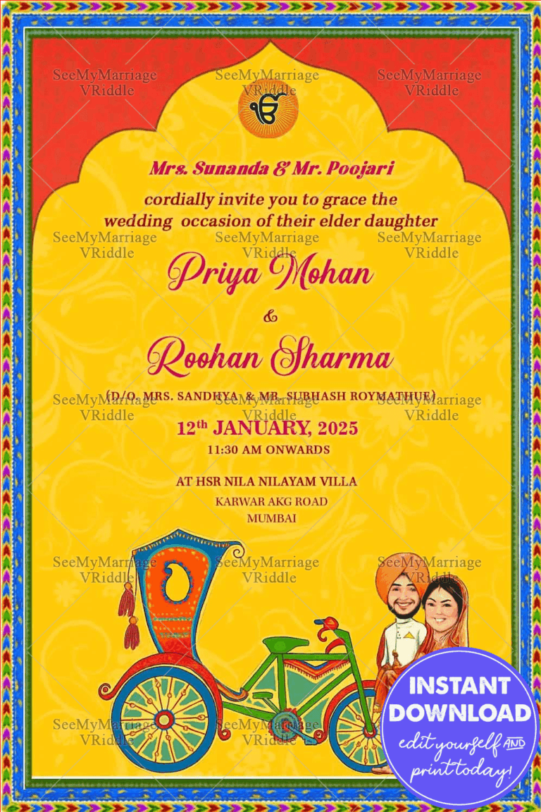 Sikh Caricature Wedding E Card