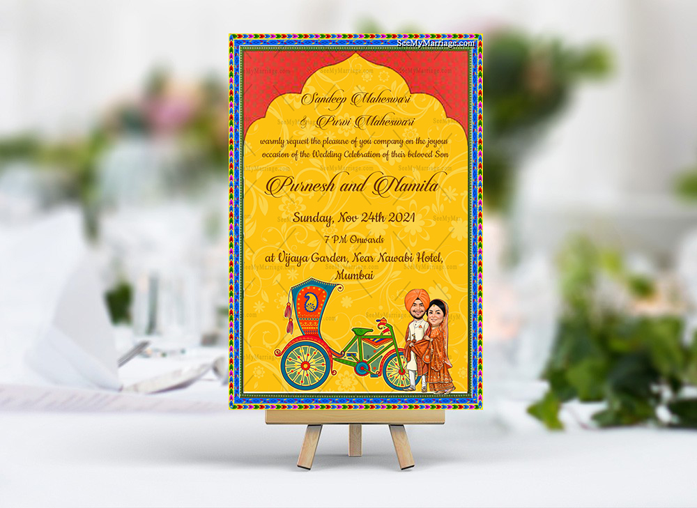 Sikh Caricature Wedding E Card Mockup