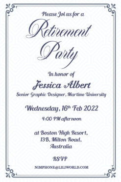 Simple Boarder Retirement Party Card