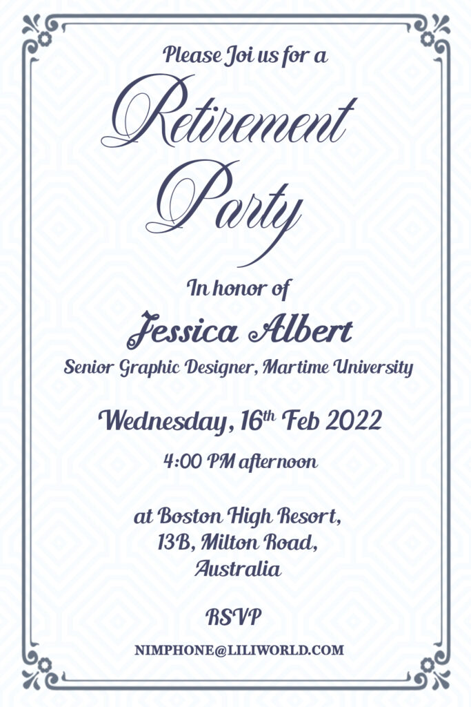 Simple Boarder Retirement Party Card