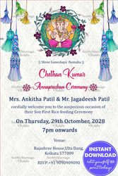 Simple Design Annaprashan Invitation Card