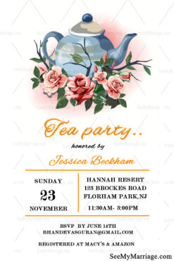 Simple Tea Party Invitation Card With White Theme