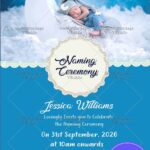 Simple Pattren Naming Invitation Card With Sky Blue Theme