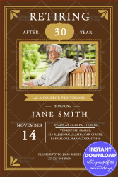 Simple Retirement Invitation Card With Brown Theme