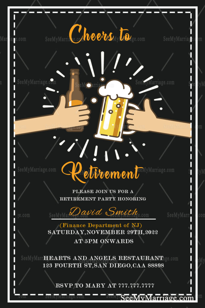 Black Theme Simple Retirement Party Invitataion Card