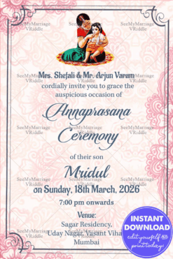 Simple Traditional Annaprasana Invitation Card
