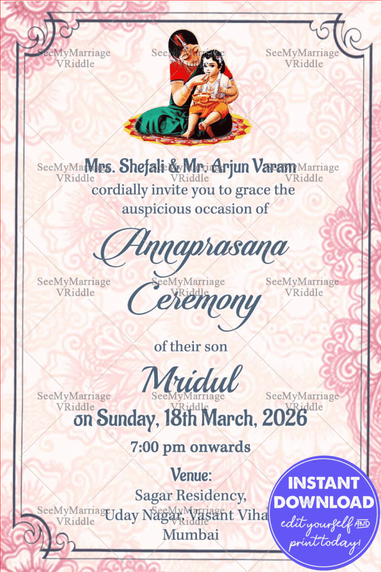Simple Traditional Annaprasana Invitation Card