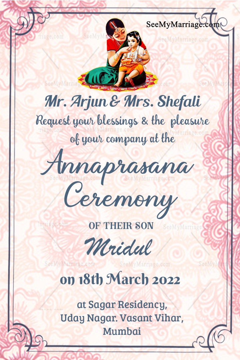 Simple Traditional Annaprasana Invitation Card – SeeMyMarriage