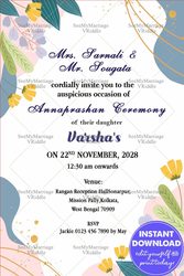 Simple Vector Floral Annaprshan Invitation Card