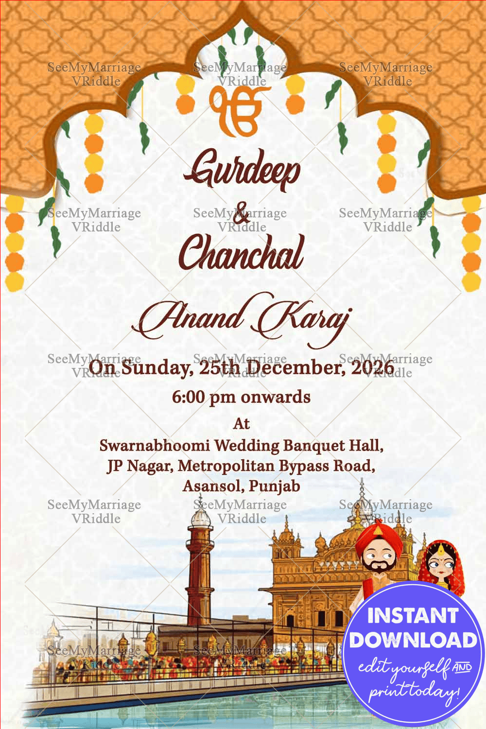 Singh Di Shaadi Wedding Ceremony E Card