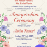 Spring Flowers Theme Annaprasana Ceremony Invitation Card