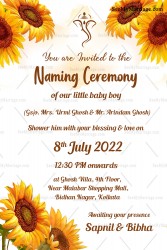Sunflower Theme Namkaran Invitation Card