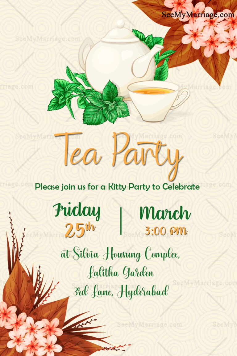 White Floral Tea Party Invitation Card