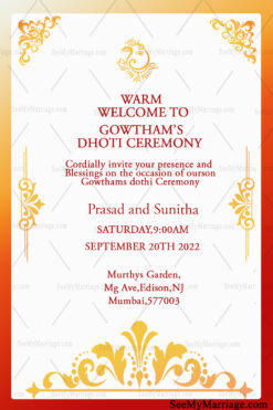 Traditional Simple Dhoti Invitation Card