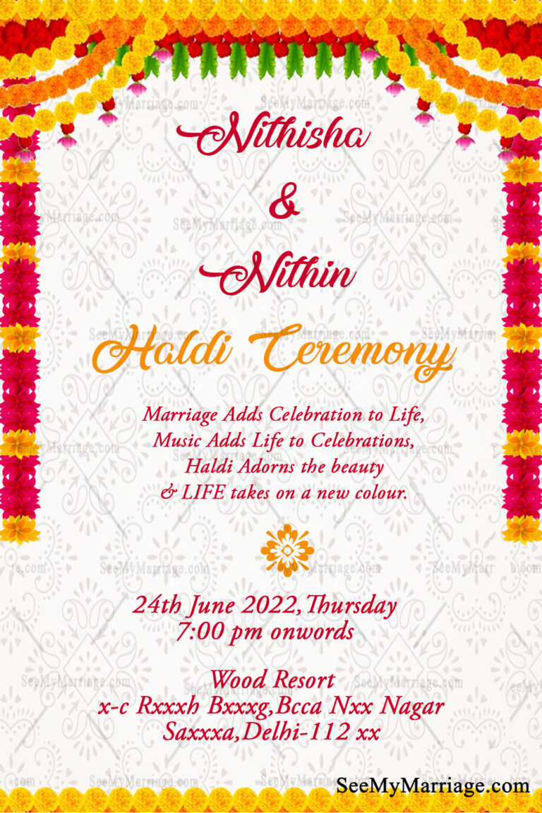 Traditional Toran Haldi Invitation Card