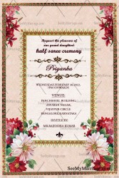 Floral Design Half Saree Invitation Card