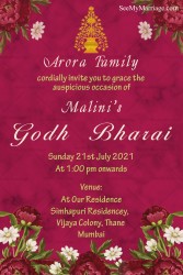 Autumn Flowers With Burgundy Theme Godh Bharai Invitation Card