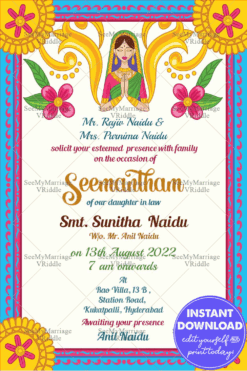 Colorful Indian Style Babyshower Invitation Card
