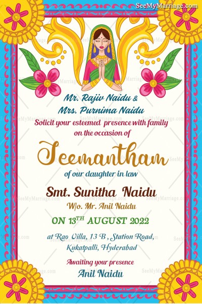 Colorful Indian Style Babyshower Invitation Card – SeeMyMarriage