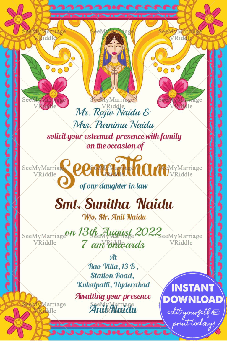 Colorful Indian Style Babyshower Invitation Card
