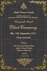 Simple Traditional Dhoti Ceremony Invitation Card With Gray Theme