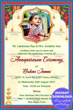 Indian Traditional Theme Annaprasan Ceremony Invitation Card