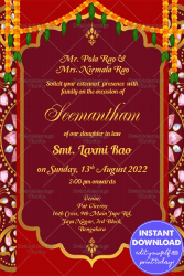 Meroon Theme Godh Bharai Invitation Card