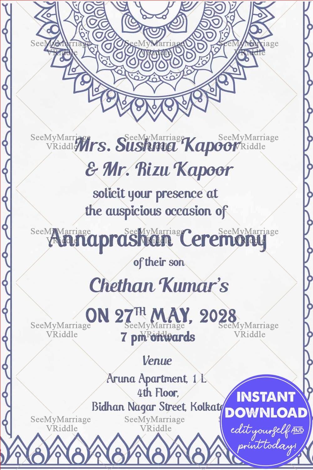 Ornament Design Simple Annaprasana Invitation Card (2)