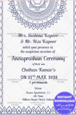 Ornament Design Simple Annaprasana Invitation Card