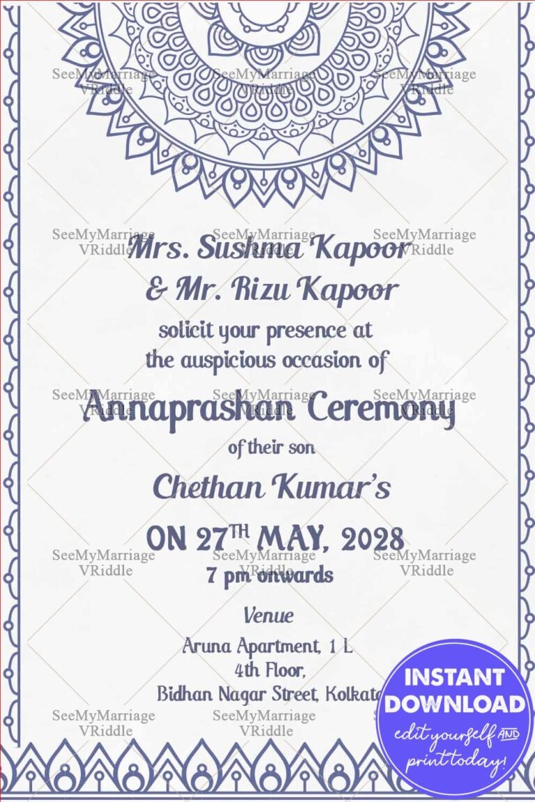Ornament Design Simple Annaprasana Invitation Card