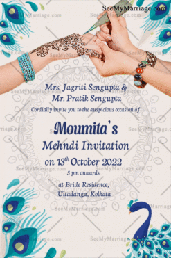 Peacock Theme White Background Mehendi Invitation Gif