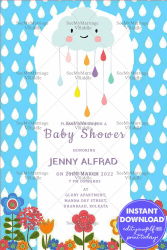 Rainy Cloud Baby Shower Invitation Card