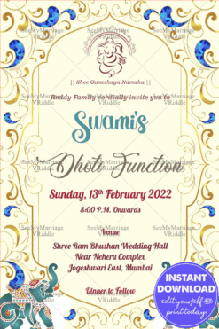 Royal Design Dhoti Function Invitation Card