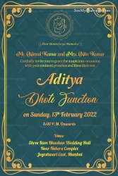 Royal Golden Boarder Dhoti Ceremony Invitation Card