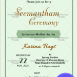 Seemantham Invitation Card With Light Green Leaves Theme